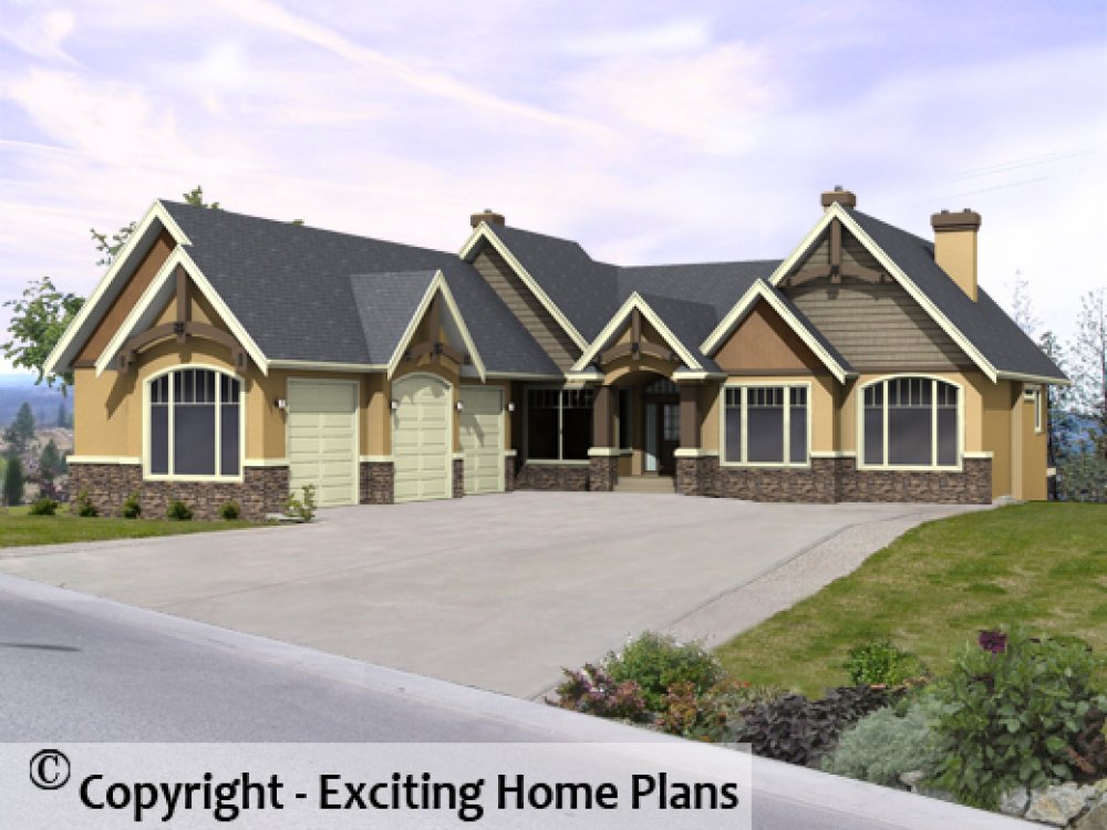 House Plan E1348-10 Exterior 3D View