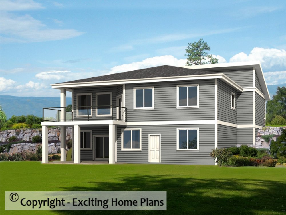 House Plan E1344-10M - The Sharona - Modern Rear Exterior 3D View