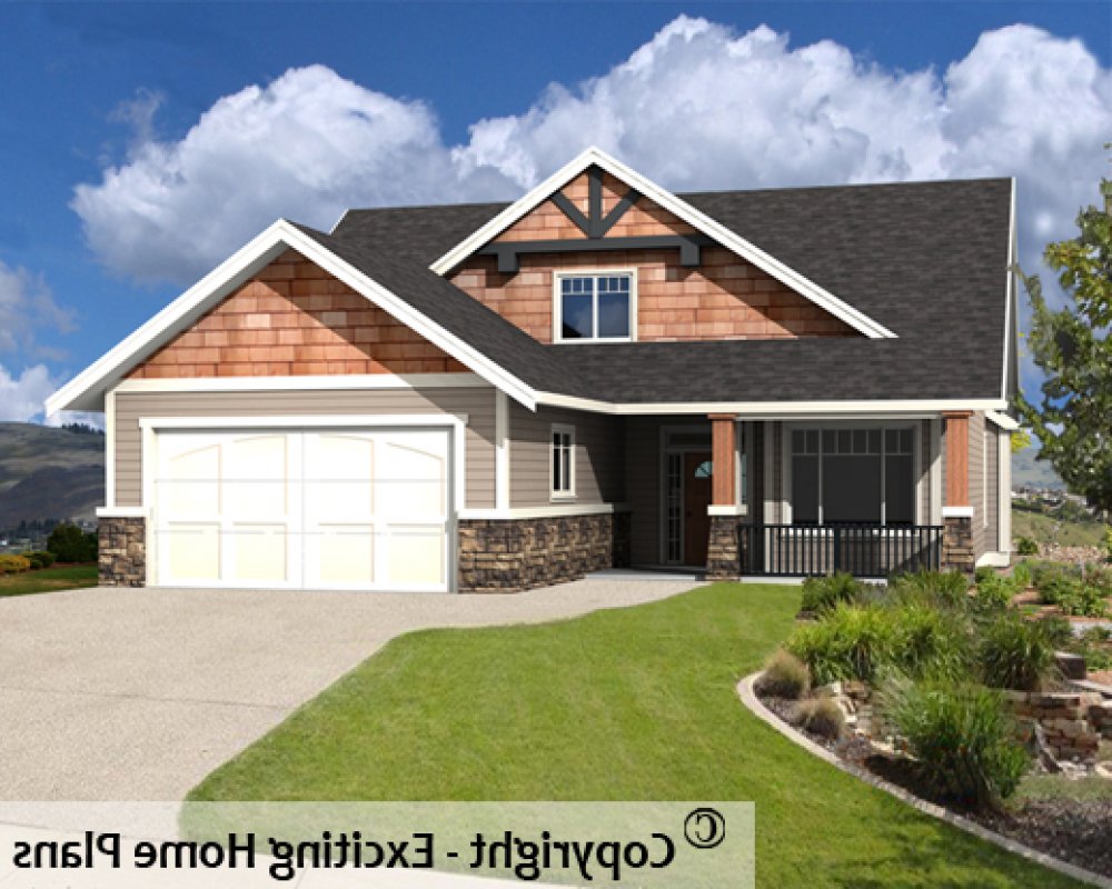 House Plan E1603-10 Front 3D View REVERSE