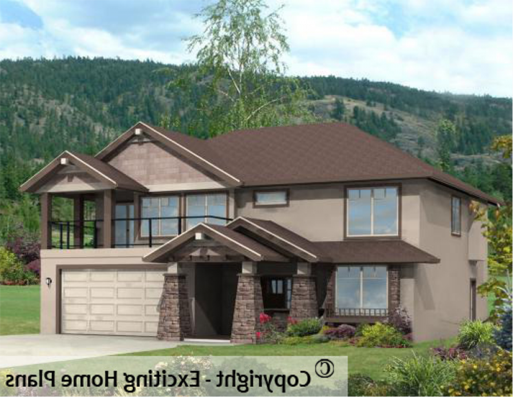 House Plan E1009-10 Exterior 3D View REVERSE
