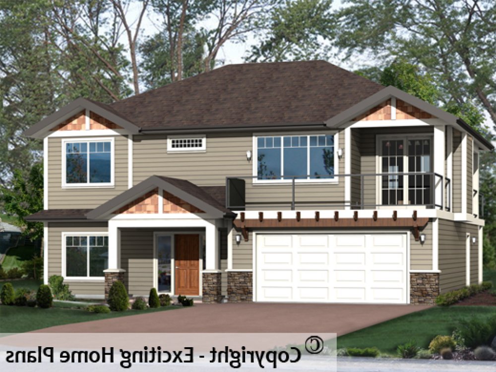 House Plan E1399-10 Exterior 3D View REVERSE