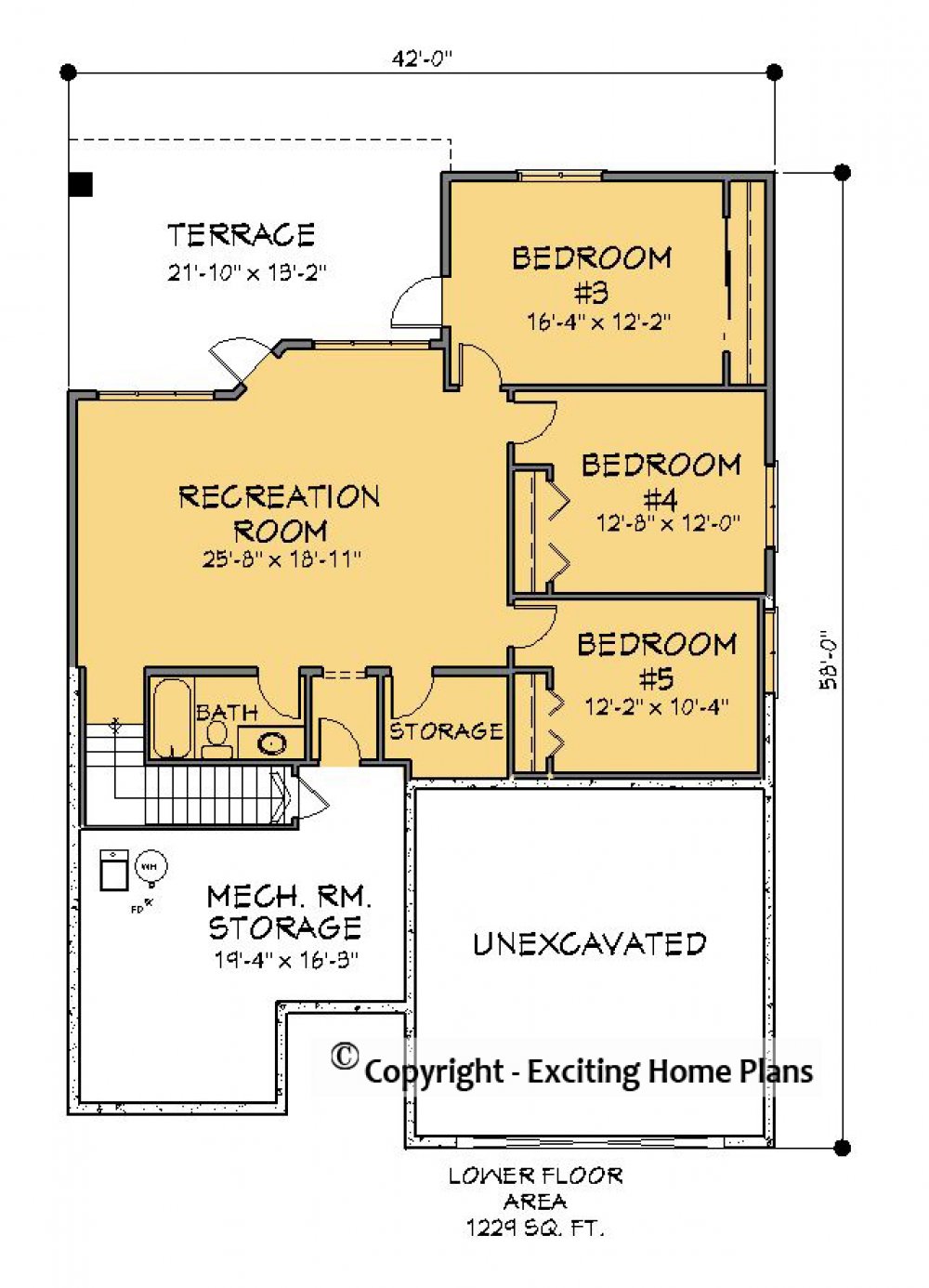 House Plan E1199-11 Lower Floor Plan
