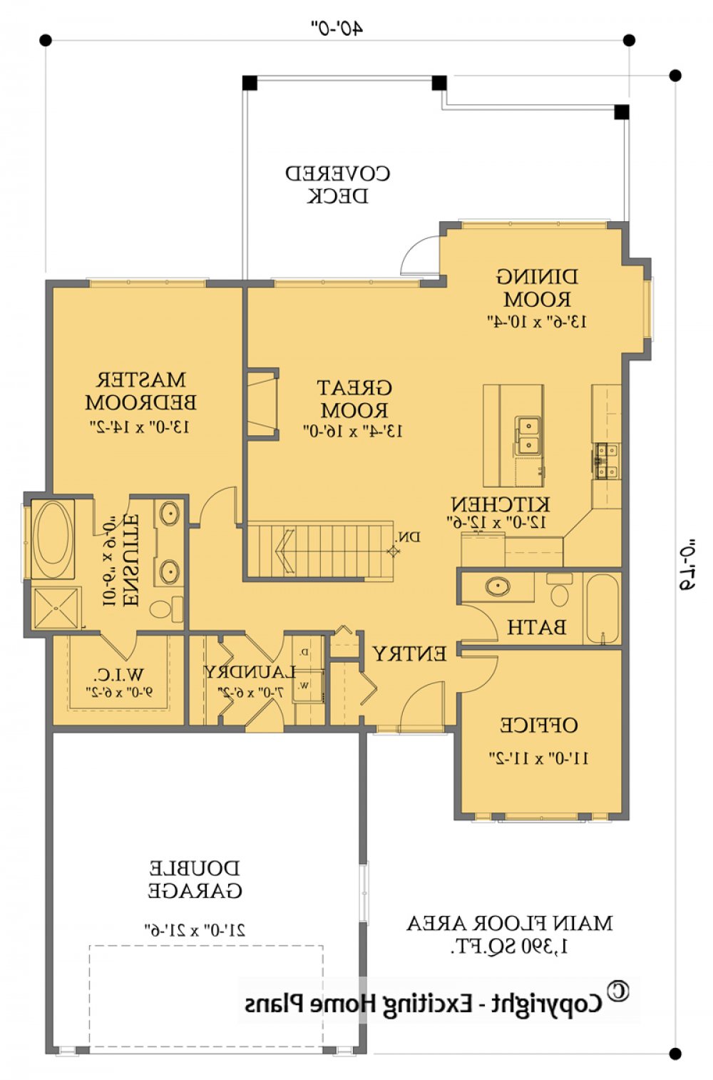 House Plan E1602-10 Main Floor Plan REVERSE