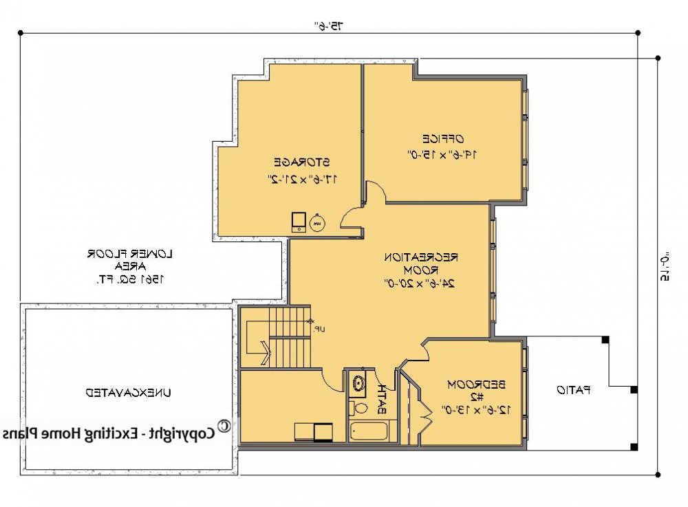 House Plan E1232-10 Lower Floor Plan REVERSE