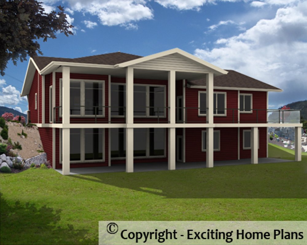 House Plan E1587-10 Rear 3D View REVERSE