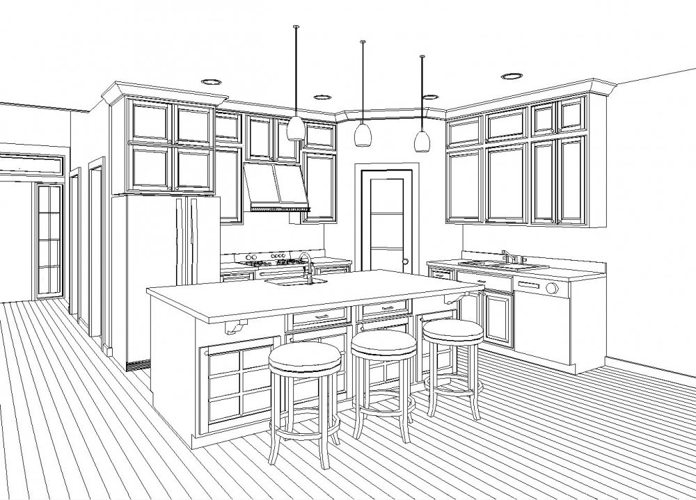 House Plan E1199-11 Interior Kitchen Area