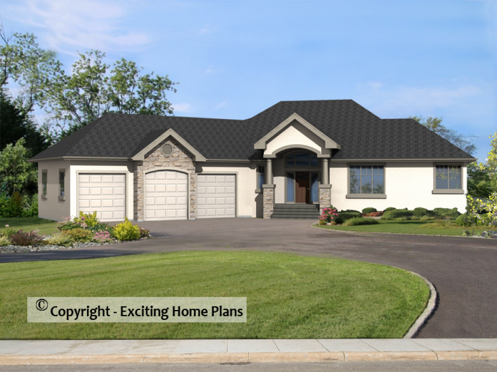 House Plan E1704-10 Front 3D View