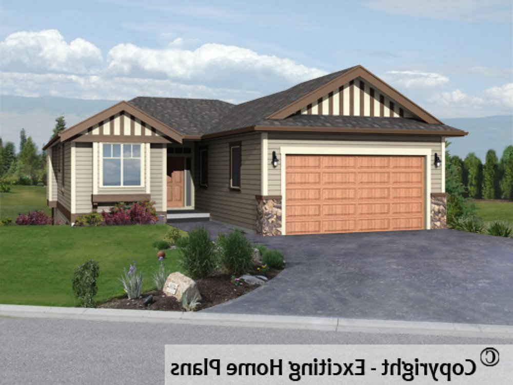 House Plan E1168-10 Exterior 3D View REVERSE