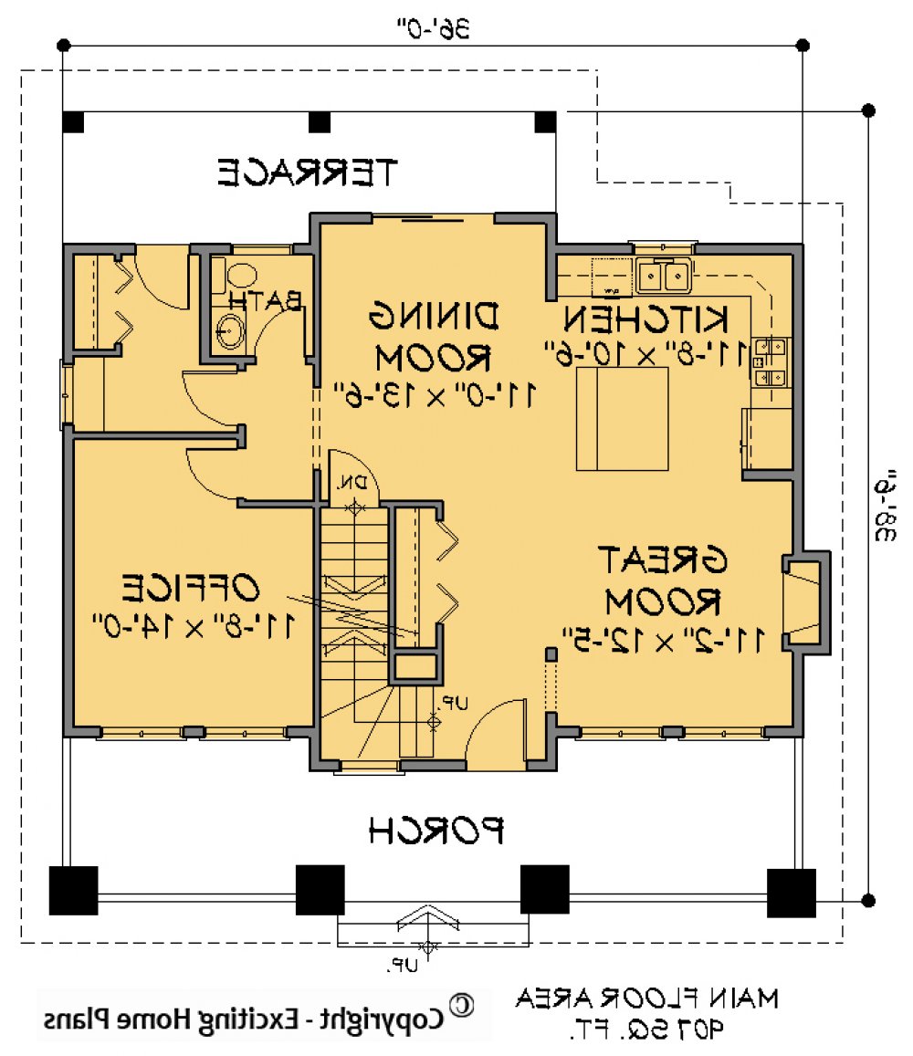 House Plan E1156-10 Main Floor Plan REVERSE
