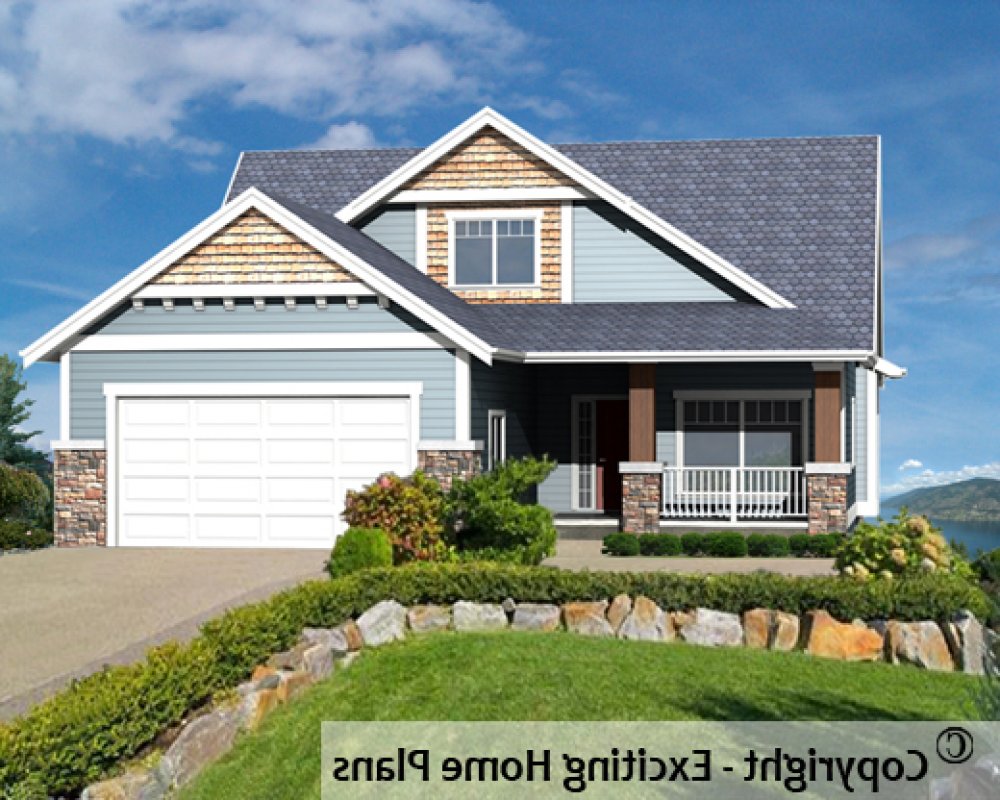 House Plan E1594-10 Front 3D View REVERSE