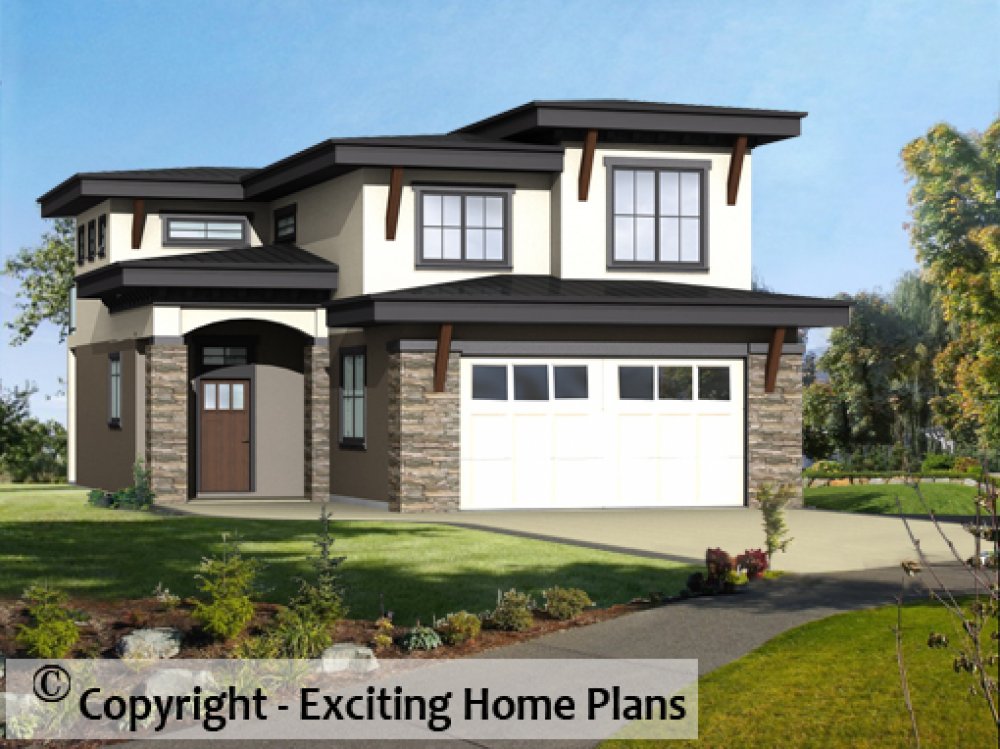 House Plan E1585-10M Front 3D View