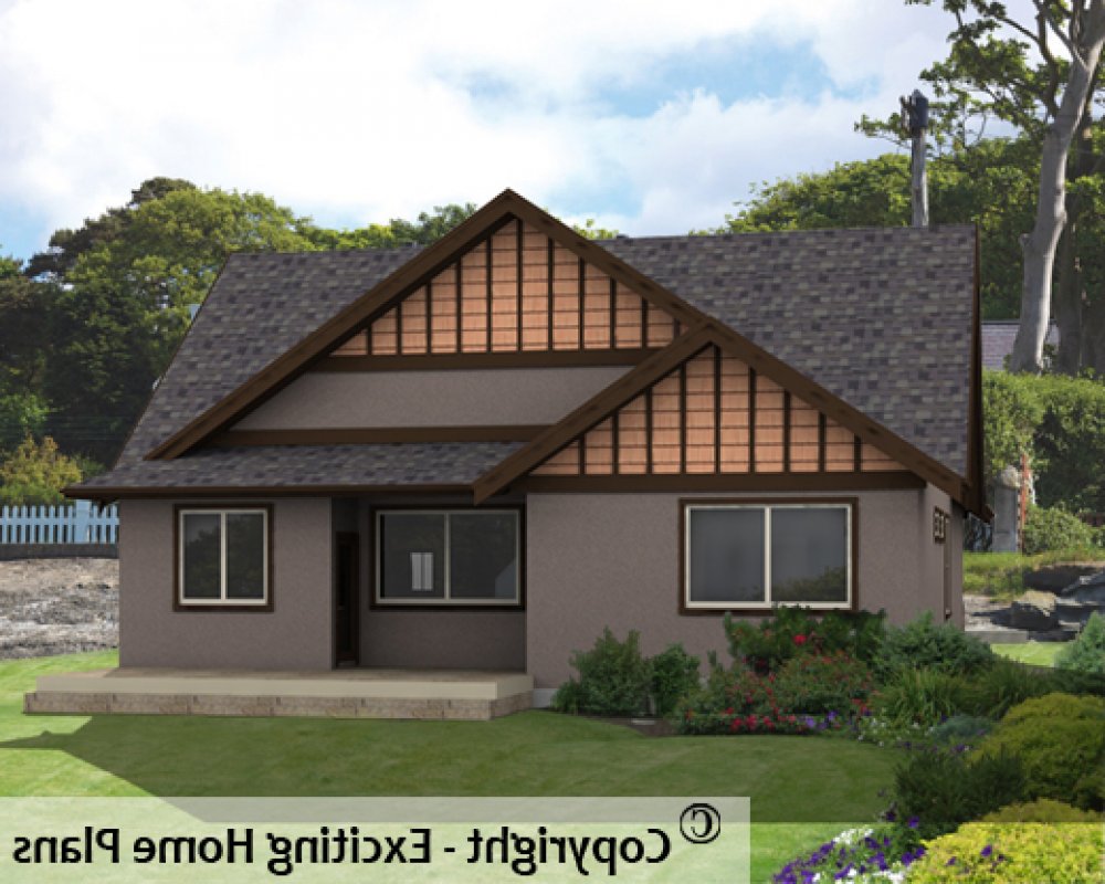House Plan E1597 -10 Rear 3D View REVERSE
