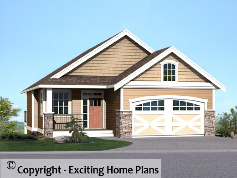 House Plan E1580-10 Front 3D View