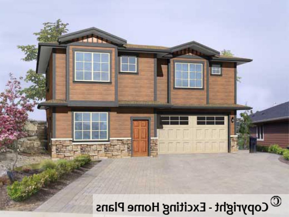 House Plan E1162-12 Front 3D View REVERSE