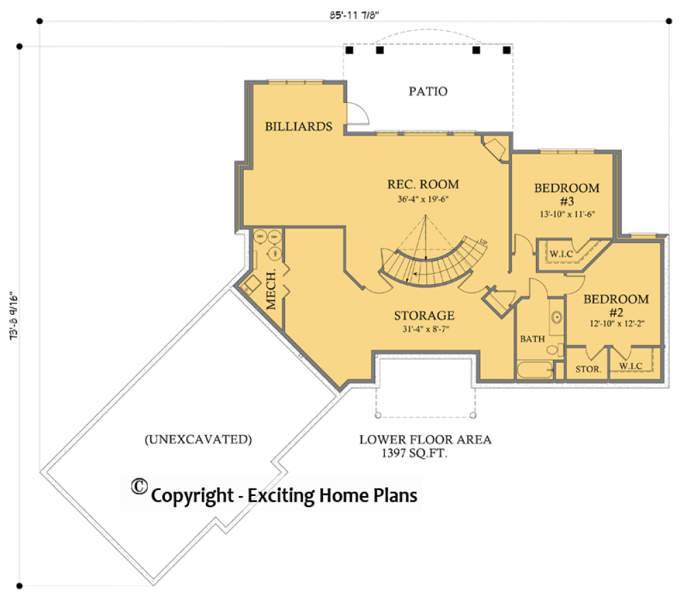 House Plan E1704-10 Lower Floor Plan