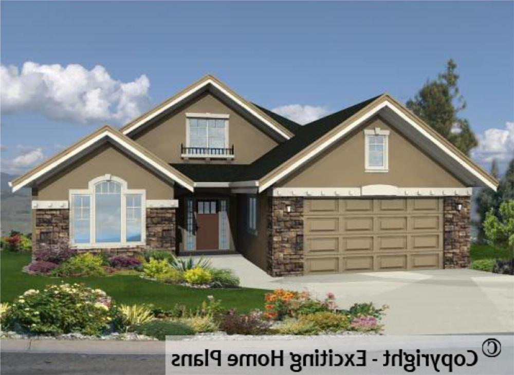 House Plan E1019-10 Exterior 3D View REVERSE