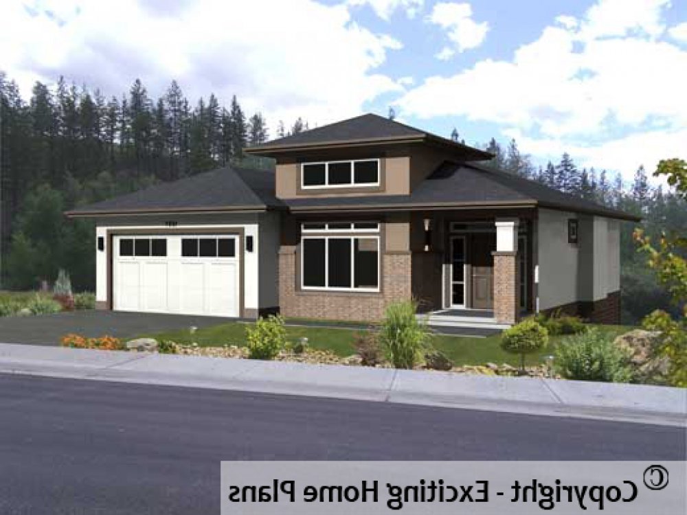 House Plan E1200-10 Exterior 3D View REVERSE