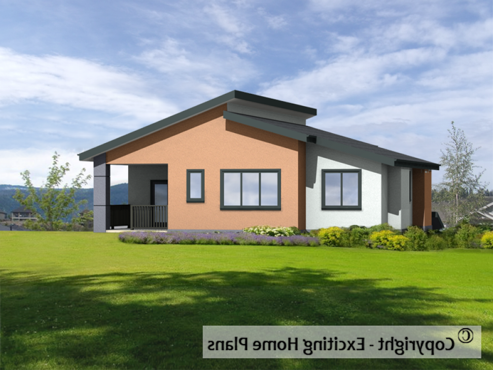 House Plan E1686-12M Reart 3D View REVERSE