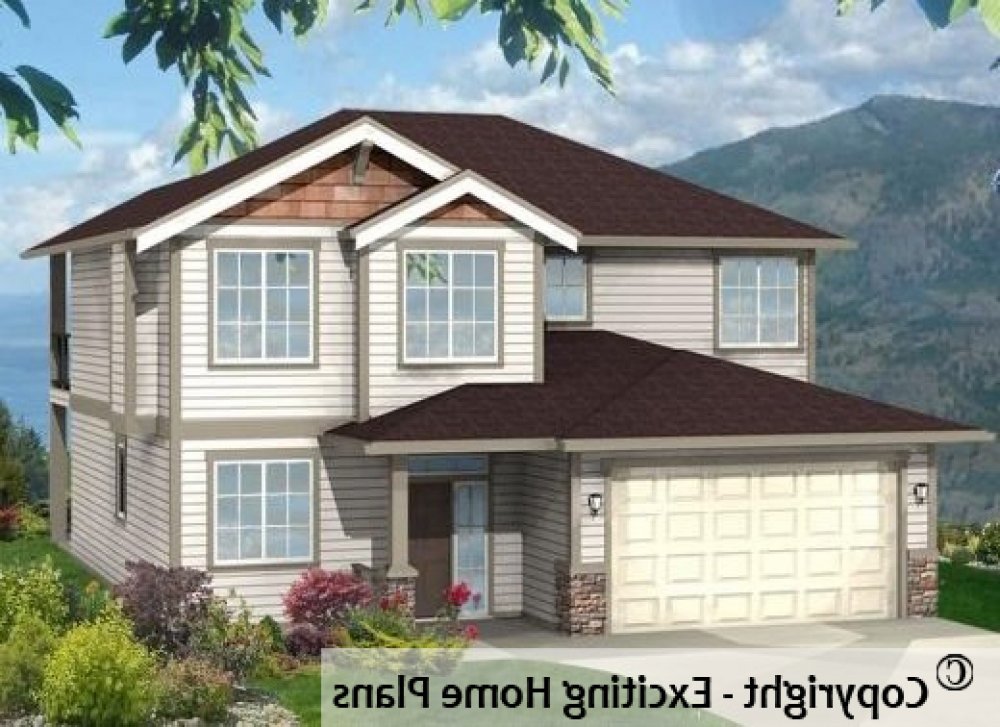 House Plan E1138-11 Front 3D View REVERSE