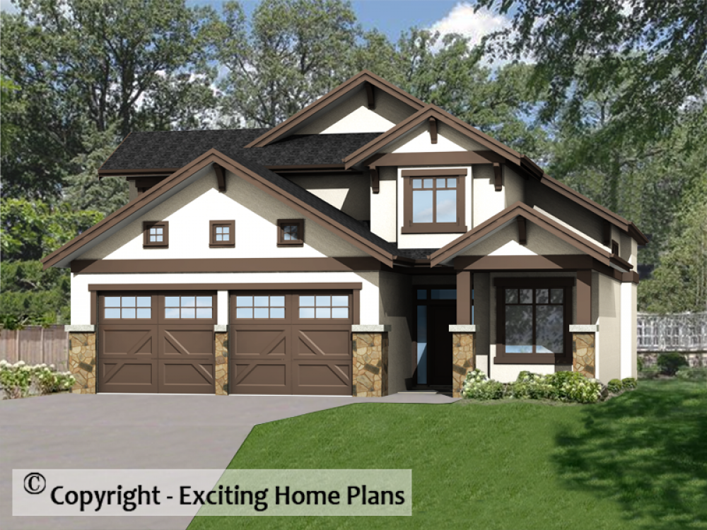 House Plan E1753-10 Front 3D View