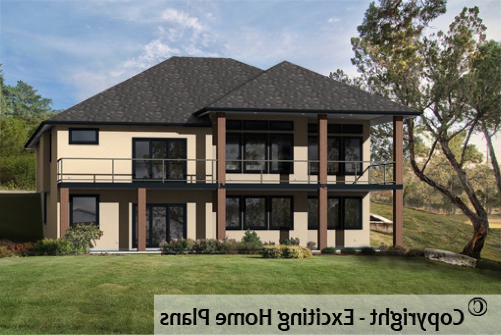 House Plan E1738-10 Rear 3D View REVERSE