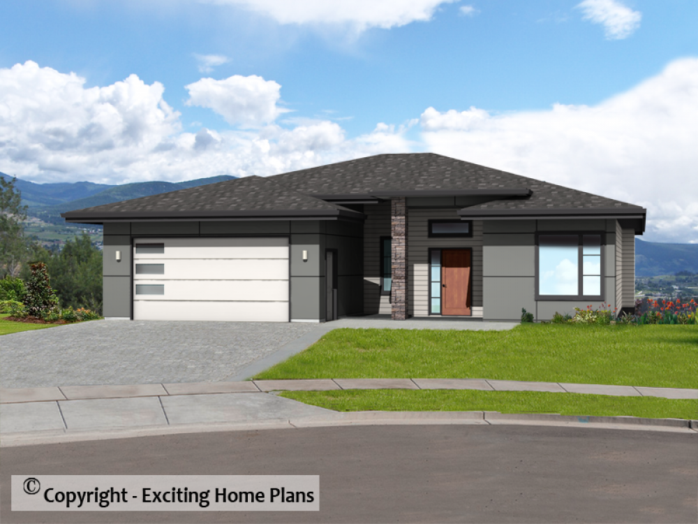 House Plan E1100-10M Front 3D View