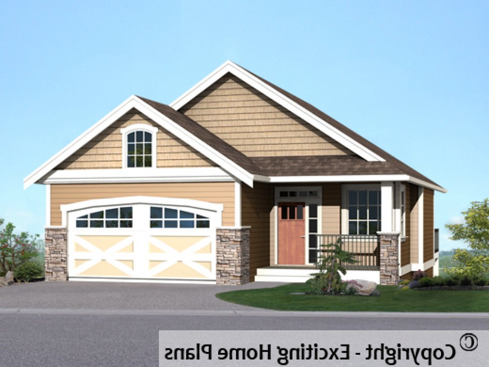 House Plan E1580-10 Front 3D View REVERSE