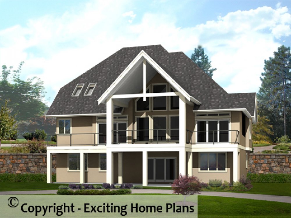 House Plan E1353-10 Rear 3D View