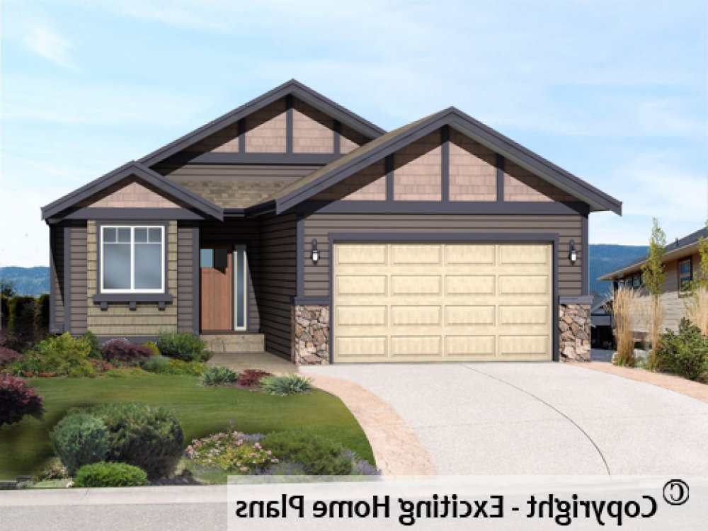 House Plan E1341-10 Exterior 3D View REVERSE