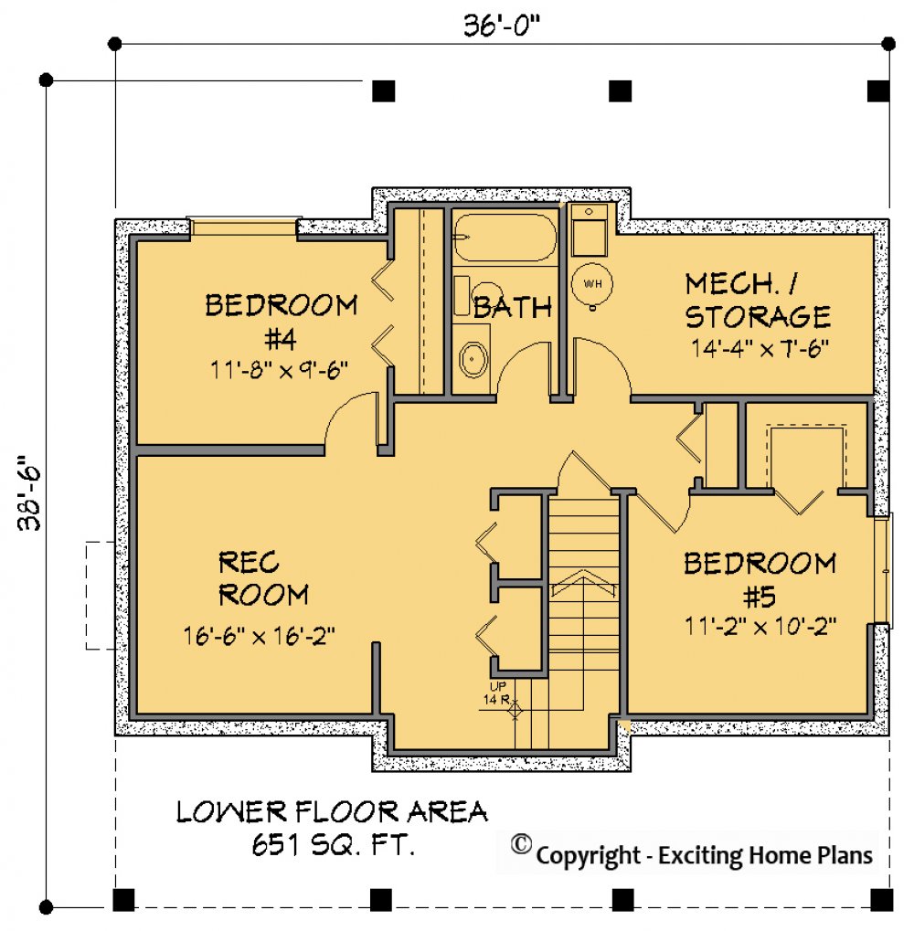 House Plan E1156-10 Lower Floor Plan