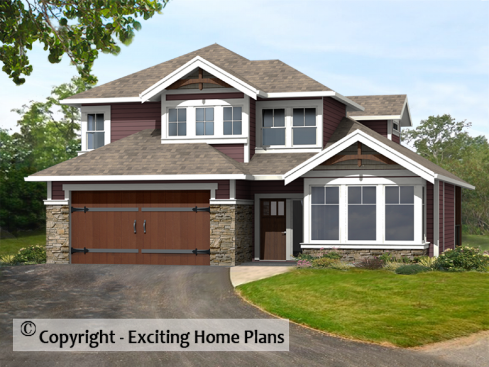 House Plan E1619-10 Front 3D View