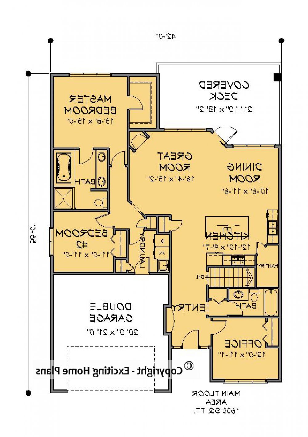 House Plan E1199-11  Main Floor Plan REVERSE