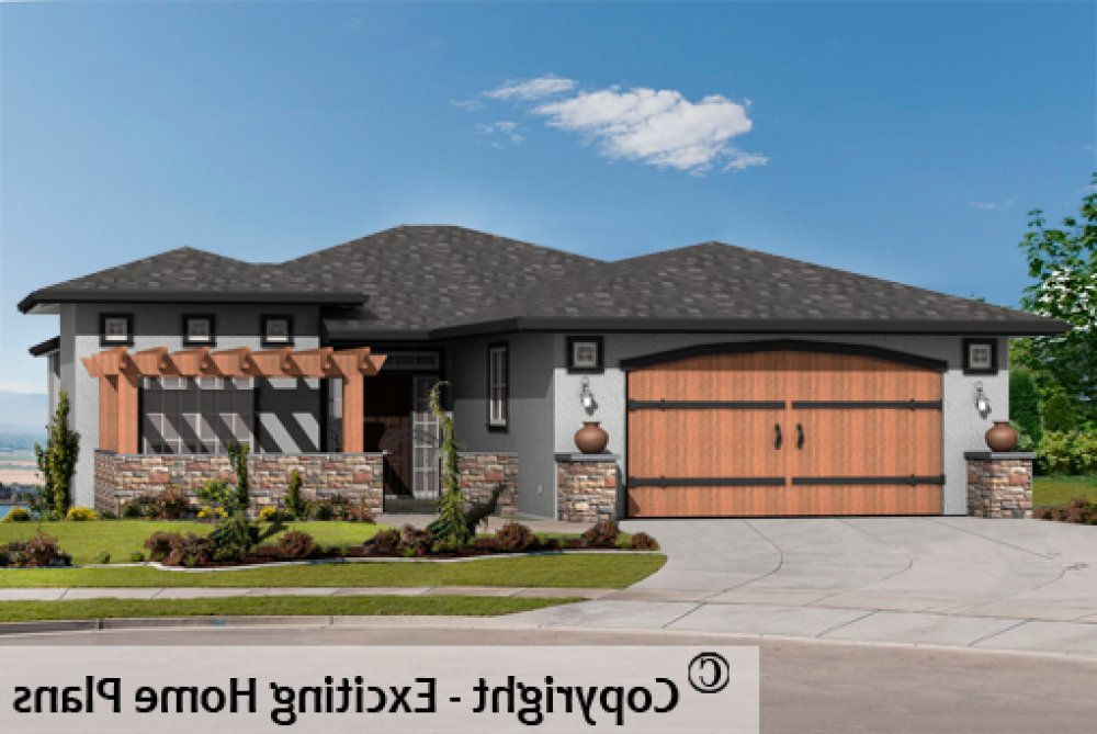 House Plan E1678-10 Front 3D View REVERSE