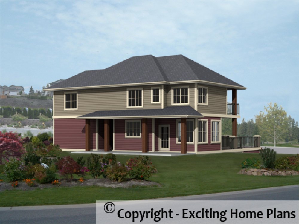 House Plan E1478-10 Rear 3D View