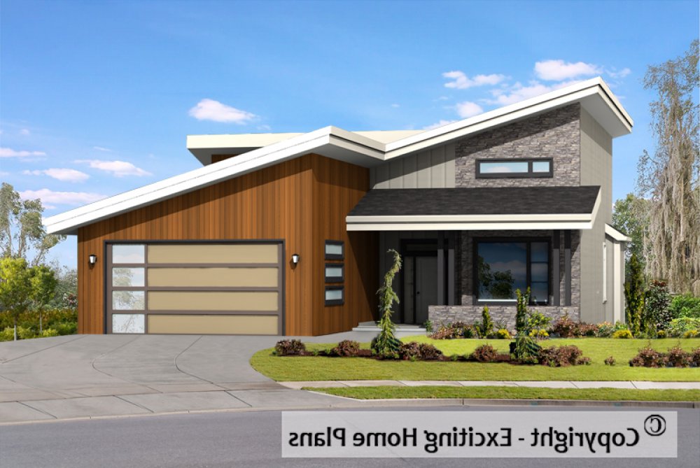 House Plan E1603-10M Front 3D View REVERSE