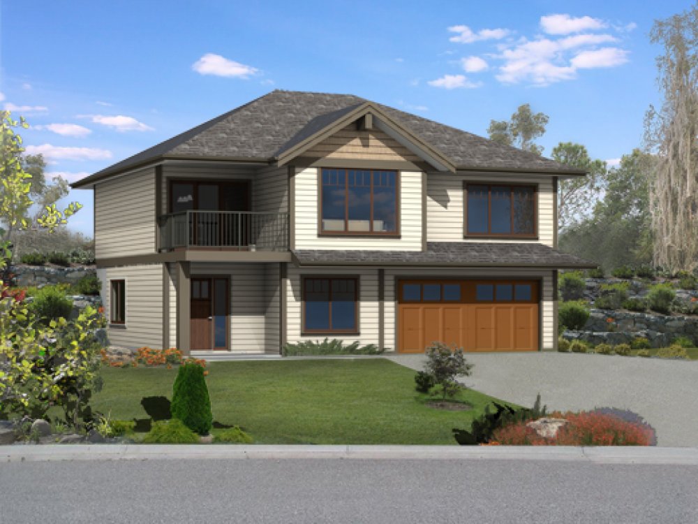 House Plan E1673-10 Front 3D View REVERSE