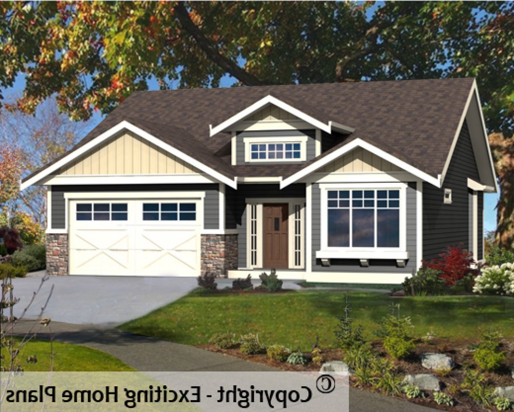 House Plan E1589-10 Front 3D View REVERSE