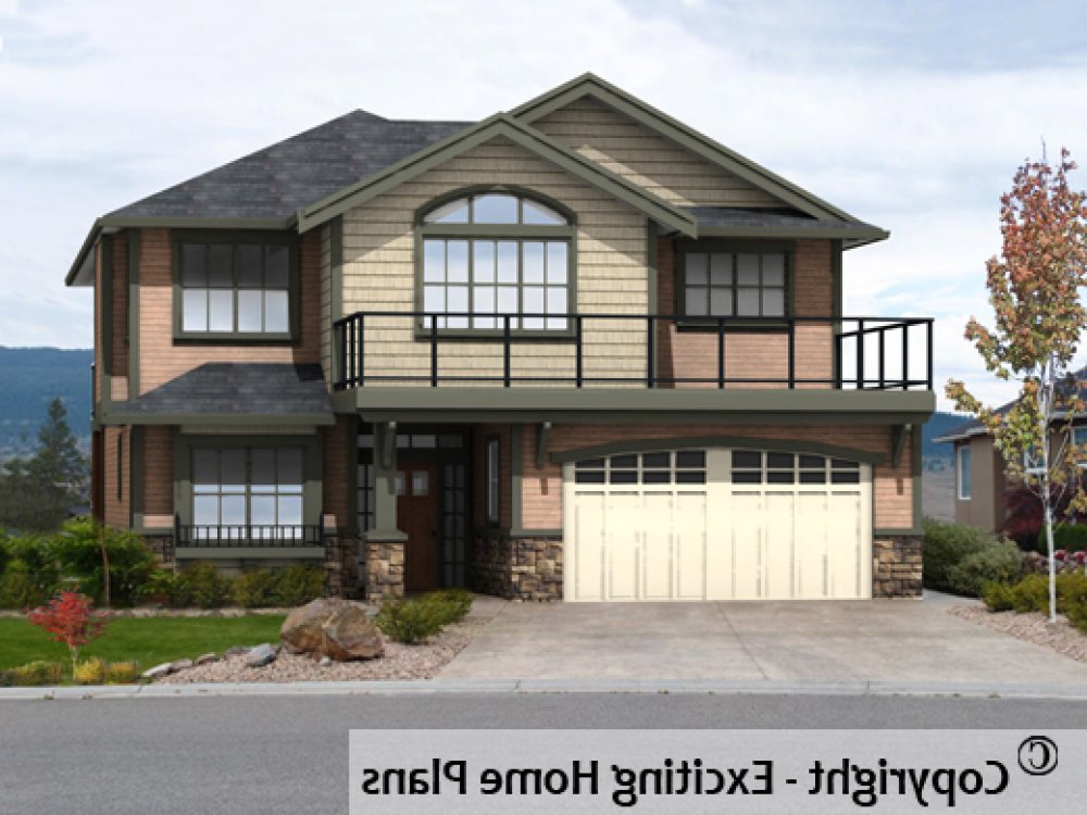 House Plan E1430-10 Front 3D View REVERSE