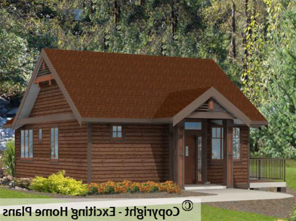 House Plan E1010-10 Exterior 3D View REVERSE