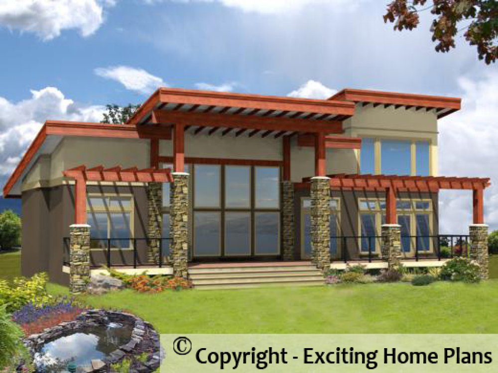 House Plan E1139-10 Rear 3D View