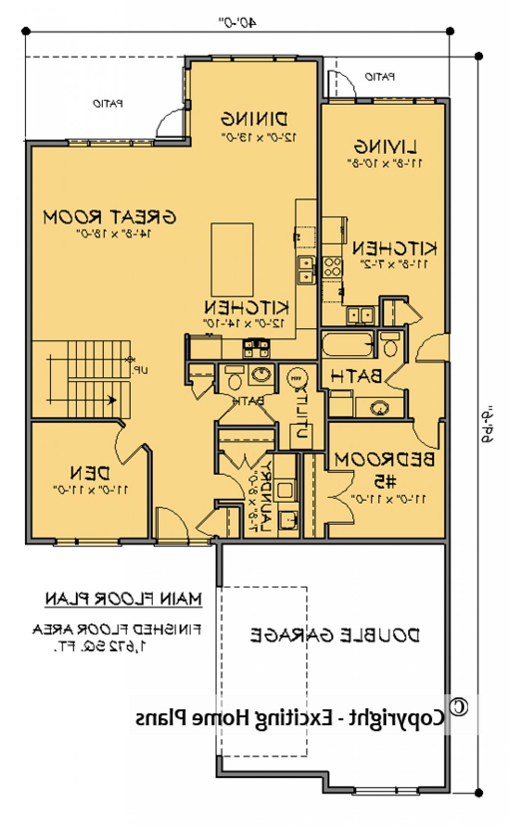 House Plan E1714-10  Main Floor Plan REVERSE