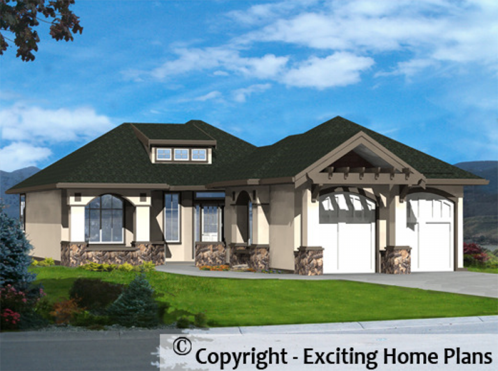 House Plan E1020-10 Front 3D View