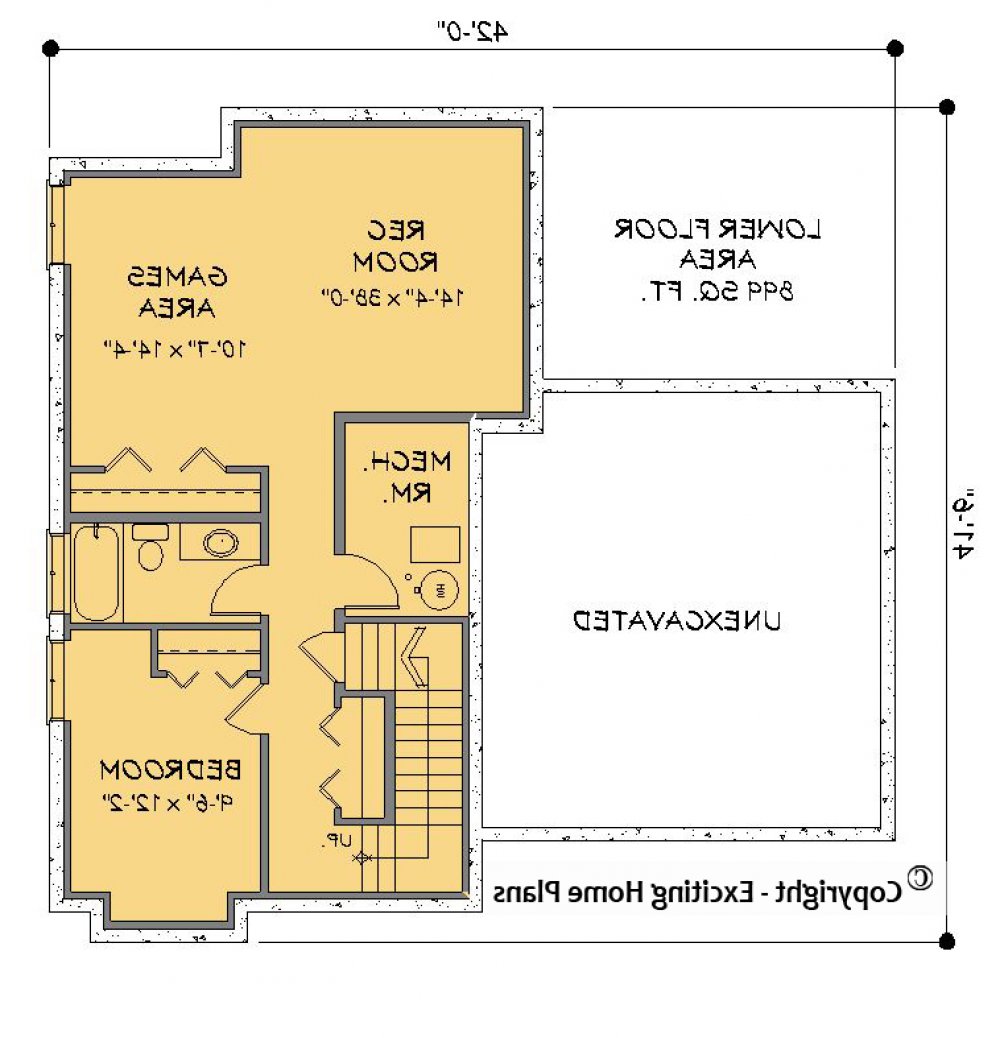 House Plan E1205-10 Upper Floor Plan REVERSE