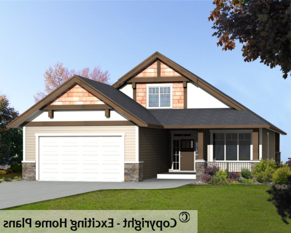 House Plan E1572-10  Rear 3D View REVERSE