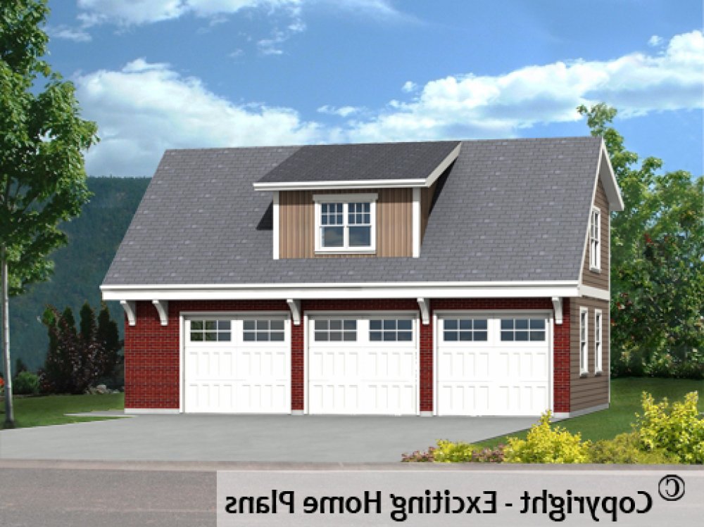 House Plan E1672-10 Front 3D View REVERSE
