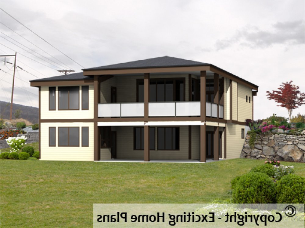 House Plan E1699-10 Rear 3D View REVERSE