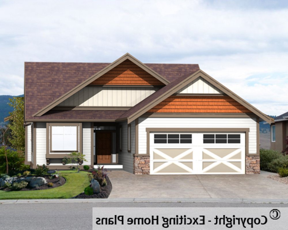 House Plan E1601-10 Front 3D View REVERSE