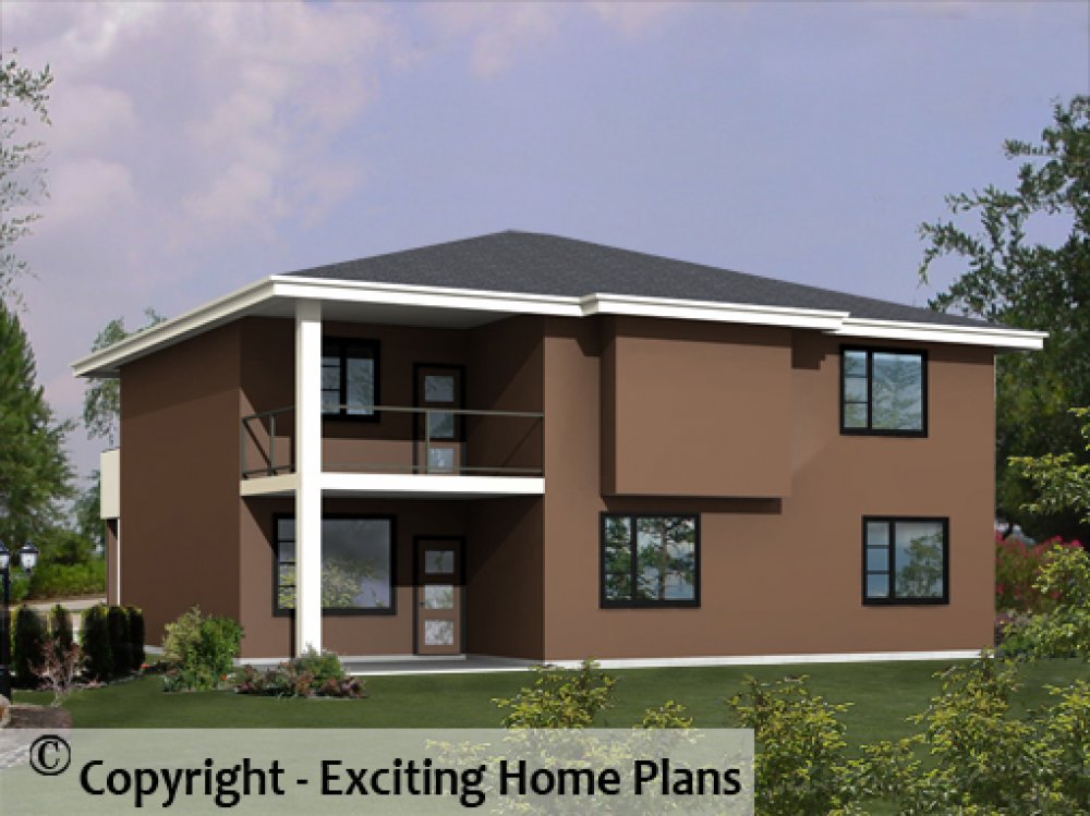 House Plan E1732-10 Rear 3D View