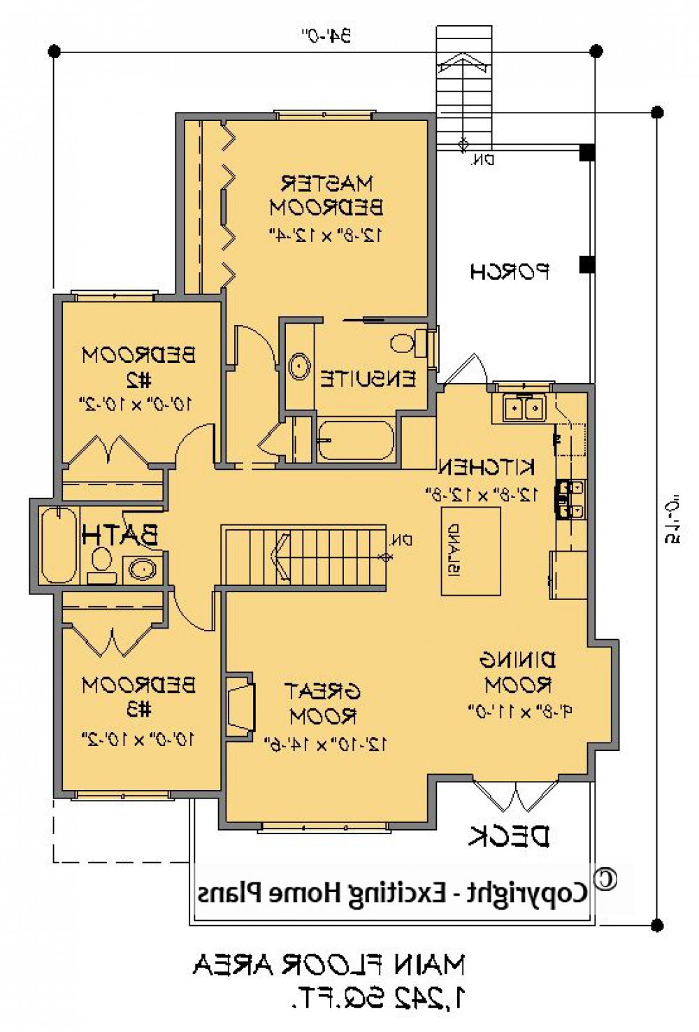 House Plan E1541-10  Main Floor Plan REVERSE