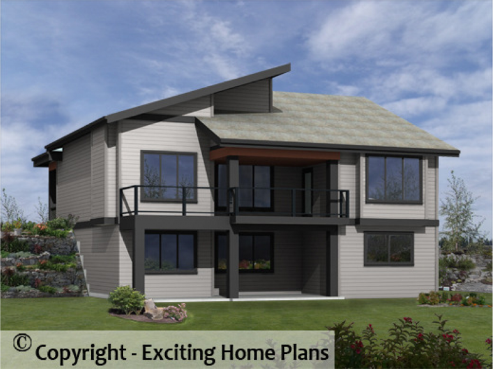 House Plan E1004-10M Rear 3D View